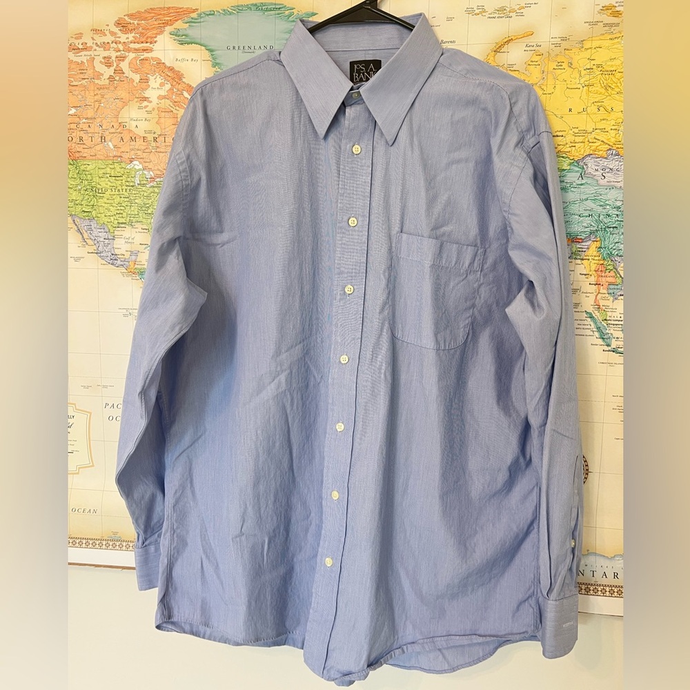 Joseph A Banks Blue Small Stripes Dress Shirt size L